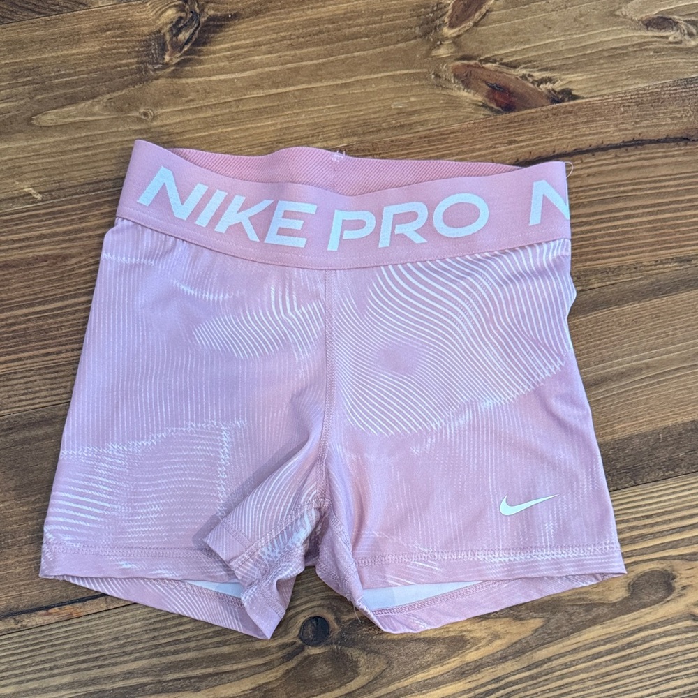 Nike Pro Light Pink Shorts with White Logo